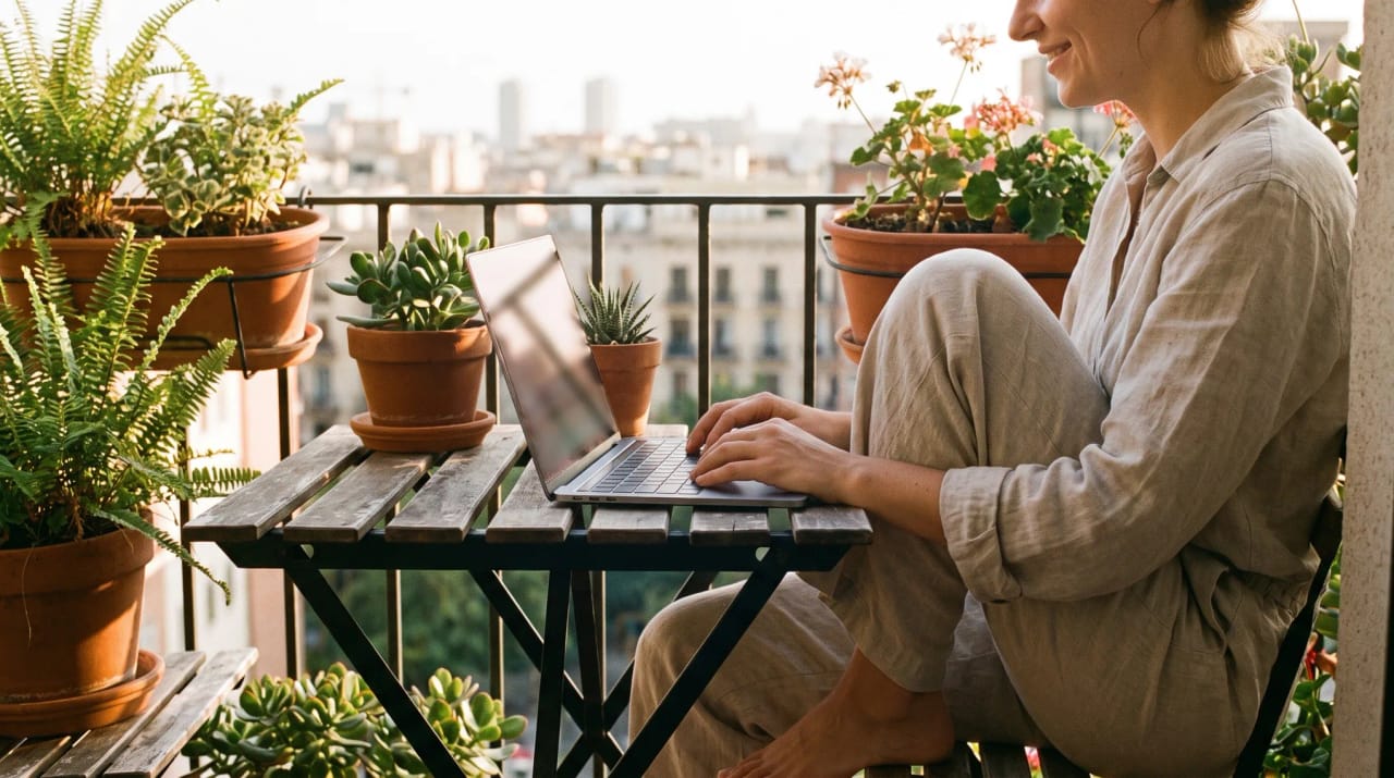 Spa owner reviewing the day's bookings and client messages on a laptop