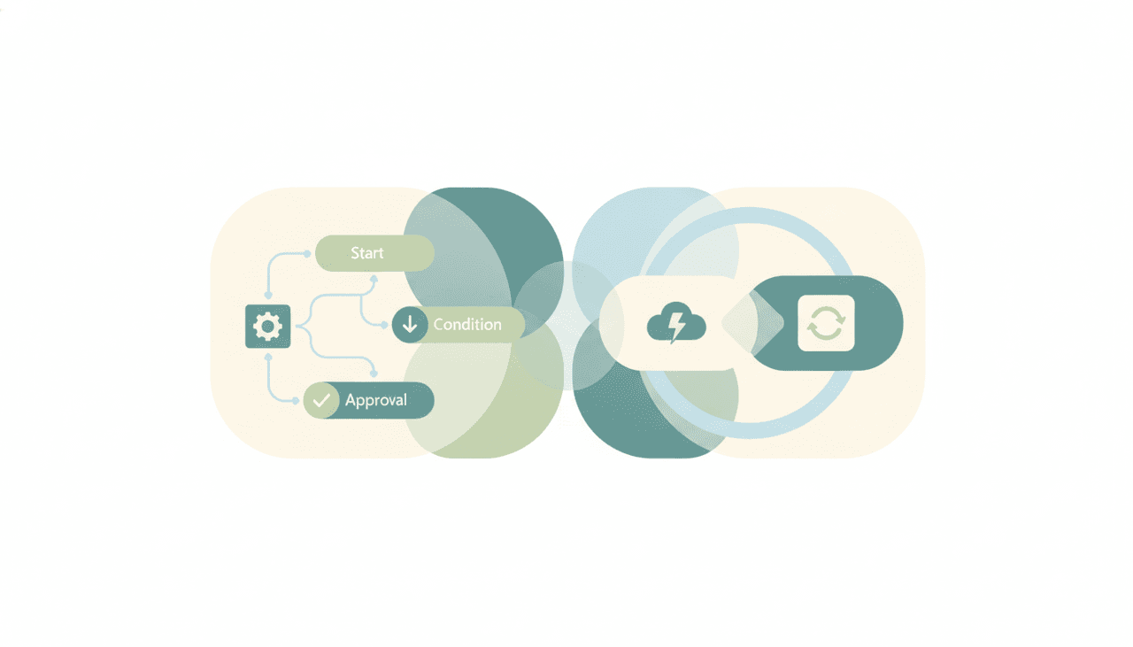 A Microsoft Power Automate icon and a Zapier icon side by side, representing a comparison between the two tools
