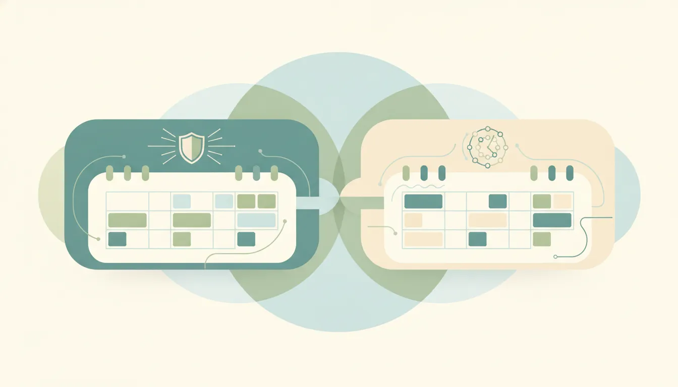 A Reclaim icon and a SkedPal icon side by side, representing a comparison between the two tools