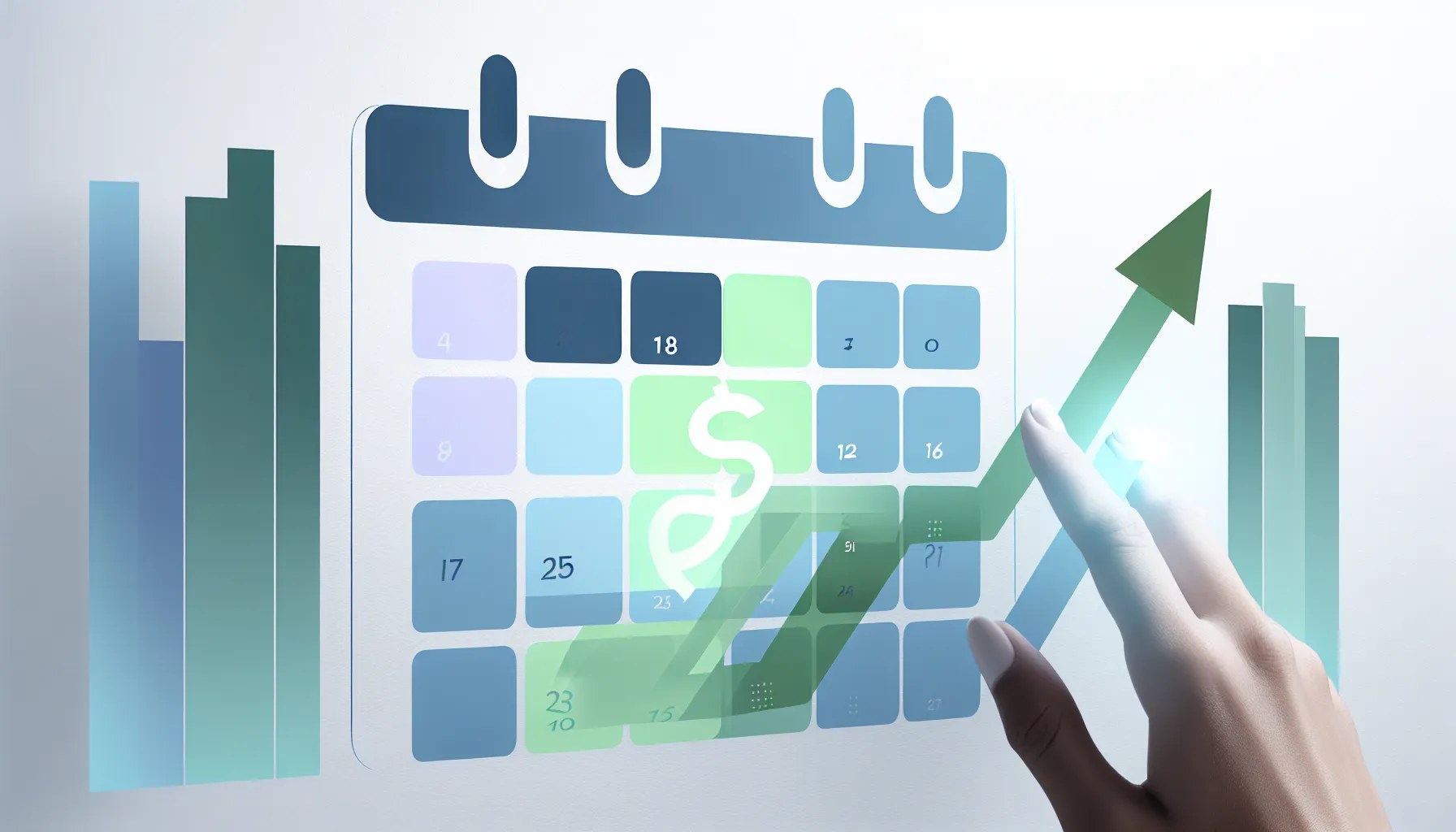 Calendar overlaid with a flat revenue chart and a magnifying glass diagnosing how time allocation affects growth