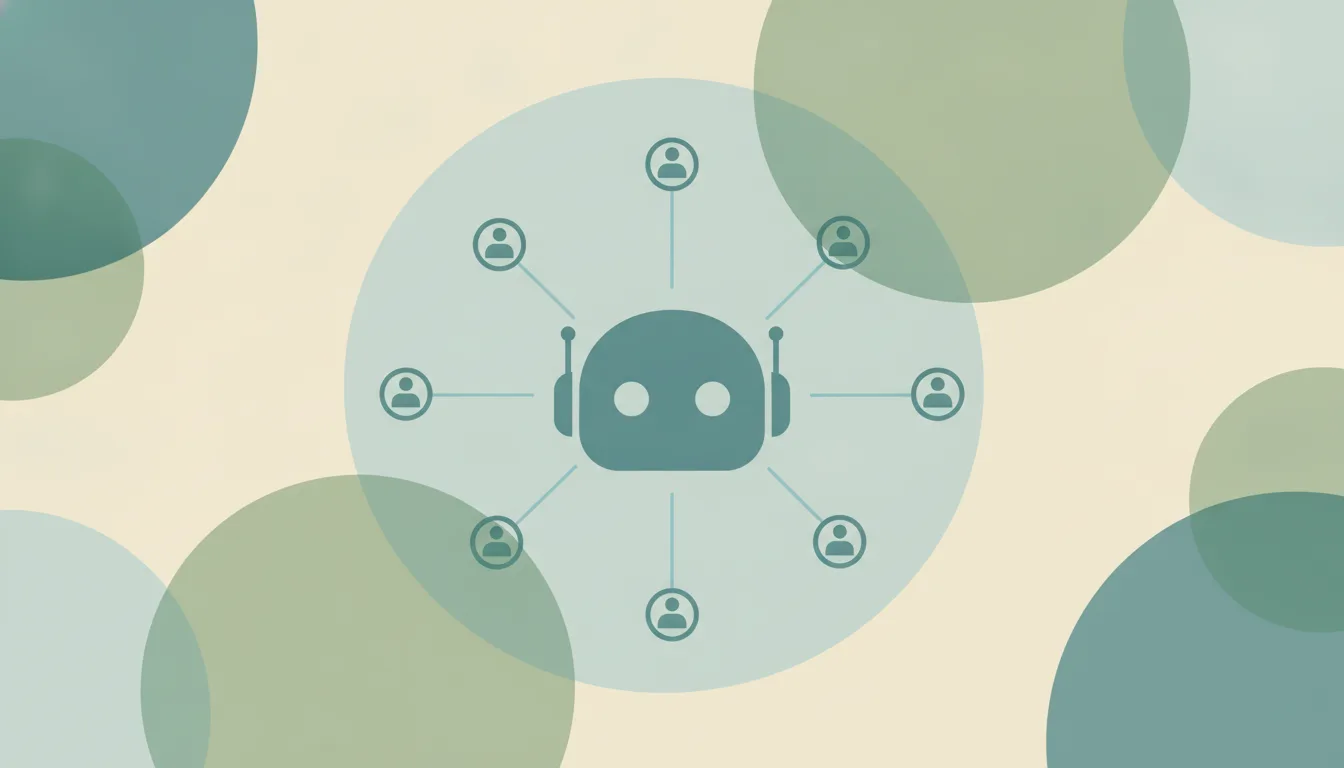Several teammates handing work to a set of named AI agents, each with its own email address and job