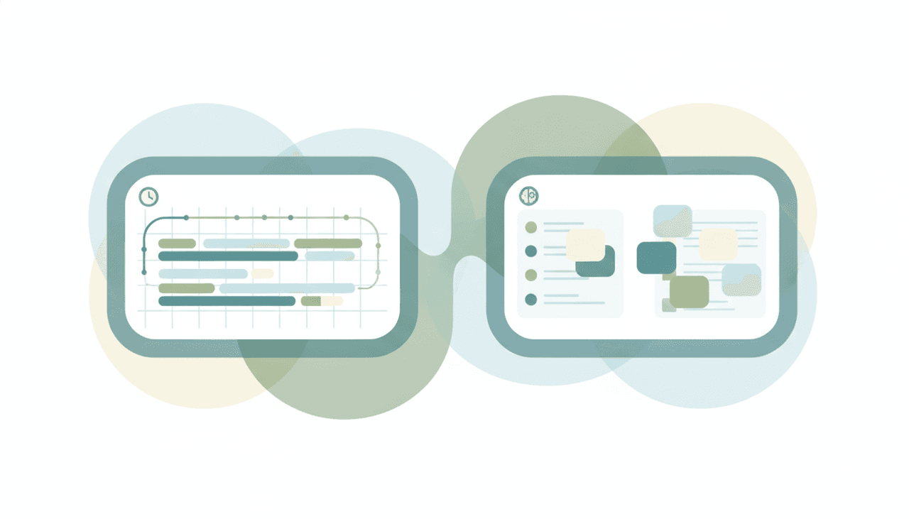 A SkedPal icon and a Motion icon side by side, representing a comparison between the two tools