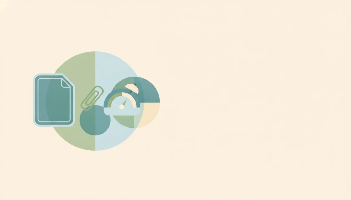 Abstract illustration of a document being uploaded to a cloud storage bin with a size gauge