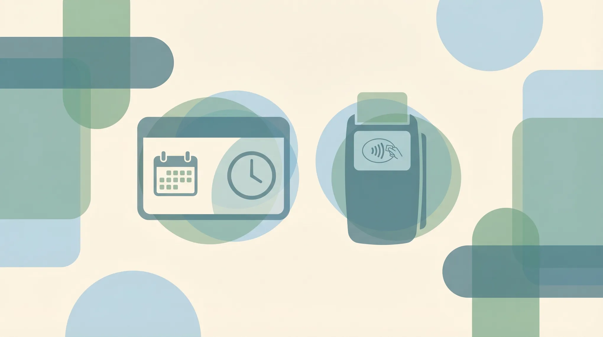 Grid of service business booking app icons around a calendar with appointment slots for Square Appointments alternatives