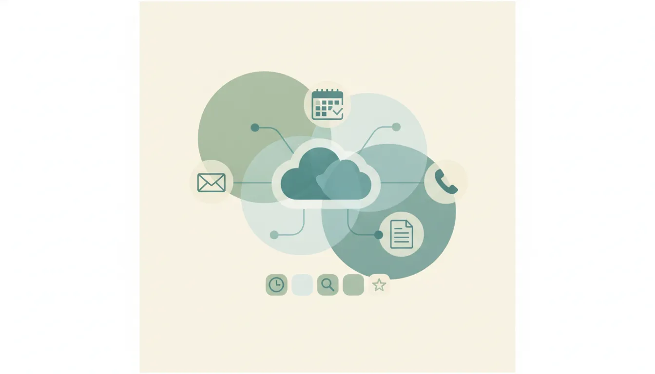 Illustration of a central cloud computer delegating tasks to an inbox, calendar, and documents, with alternative AI assistant app icons arranged alongside