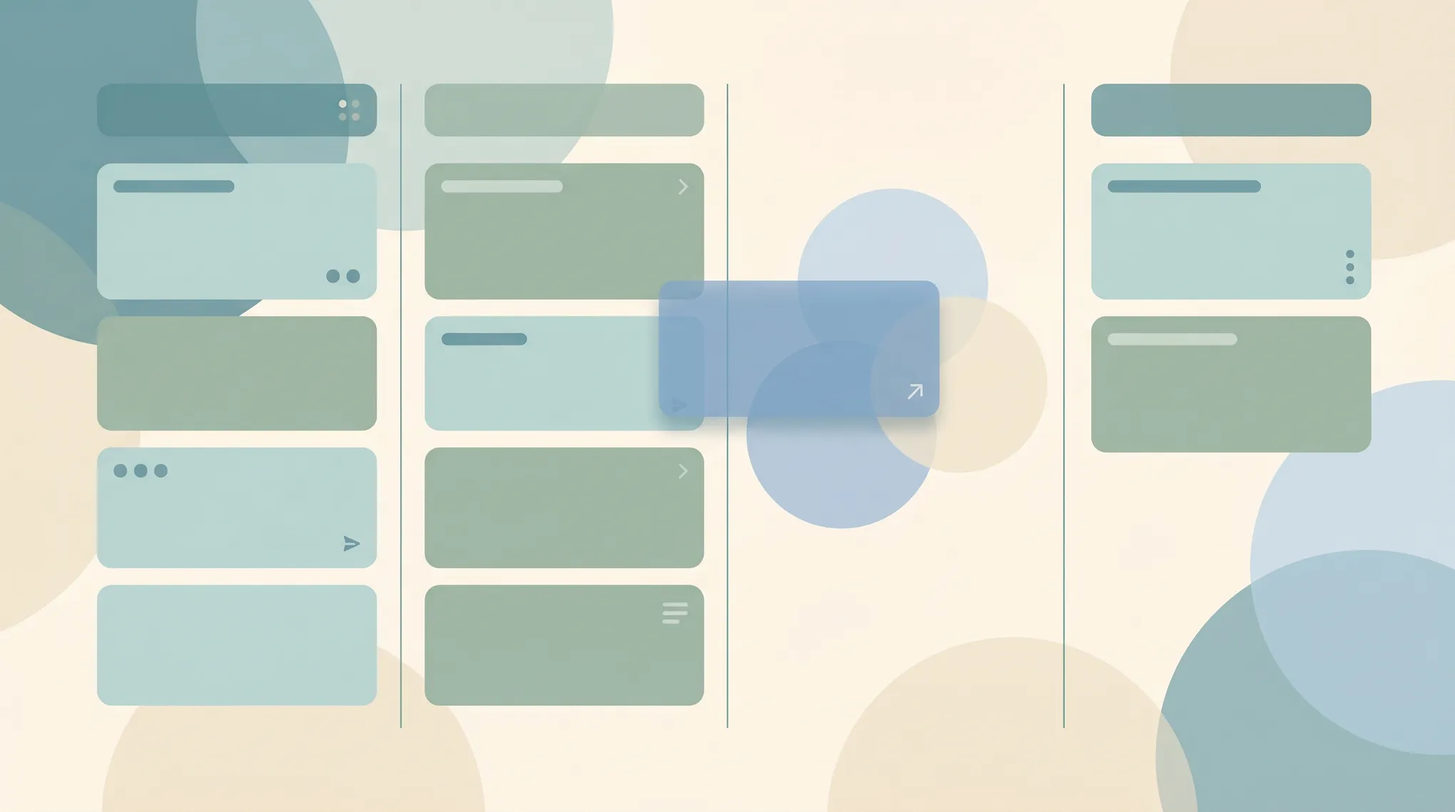 Collection of kanban board app icons positioned around card columns representing Trello alternatives