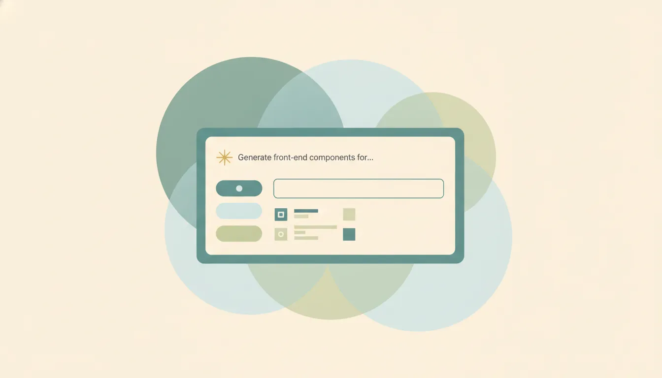 A polished UI component generating from a prompt, illustrating AI front-end interface generation