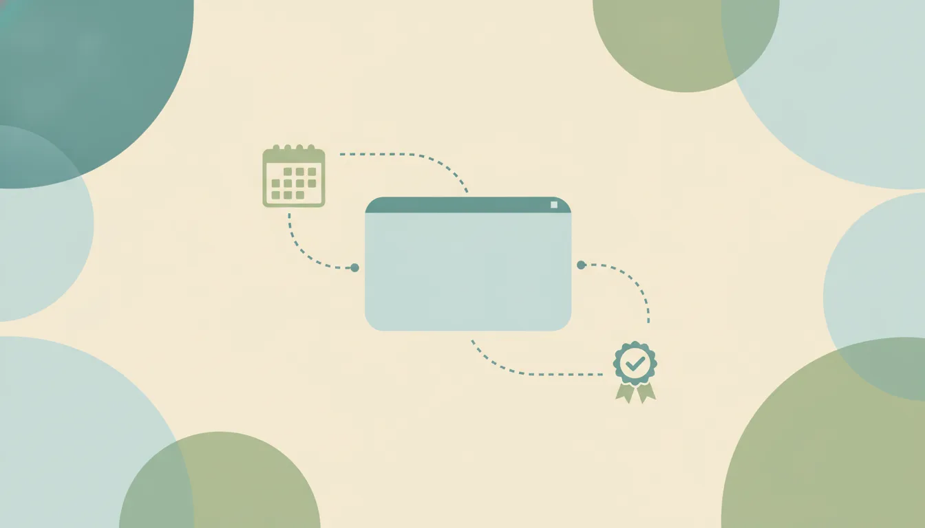 An abstract home-screen panel linked by dotted lines to a calendar and a checkmark badge, representing Workday's Sana home and autopilot agents