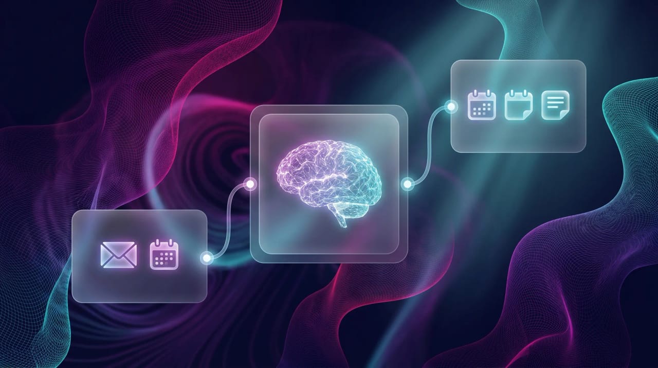Grid of AI assistant app icons arranged around a smartphone and calendar representing Zoe alternatives