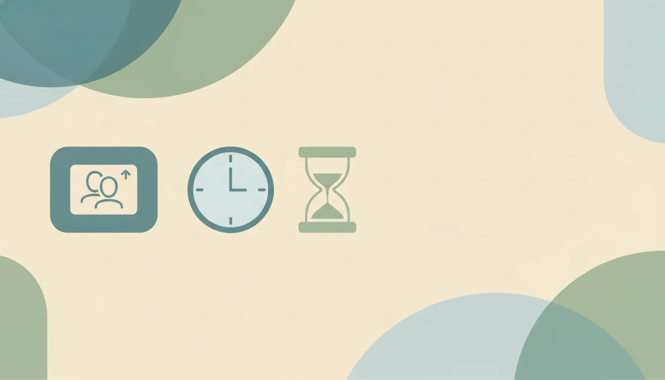 A video tile beside a stopwatch and a countdown timer, representing Zoom meeting time limits